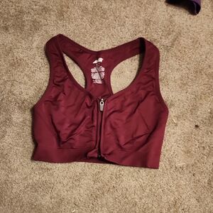 Avia Burgundy Sports Bra with Zip